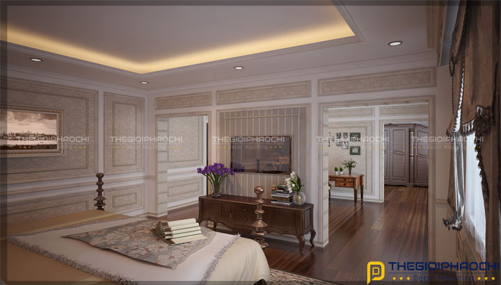 trang trí phào chỉ hàn quốc phòng ngủ biệt thự đẹp